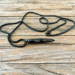 black engraved bullet urn necklace