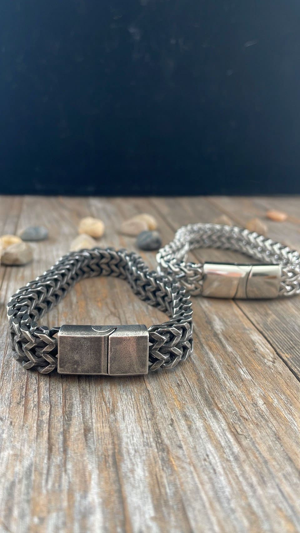 Personalized Waterproof Stainless Steel Bracelet for Men - Custom Engraved Silver & Black Jewelry