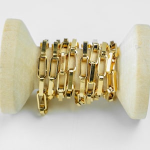 Chaîne à maillons en acier inoxydable 18 carats 3 x 8 mm - Ne se décolore pas - Ne ternit pas - Bricolage permanent - Chaîne en gros en argent pour la fabrication de bijoux