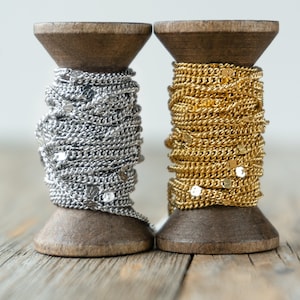 Chaîne à sequins - Or 18 carats et acier inoxydable, ne ternit pas, fabrication de bijoux permanente
