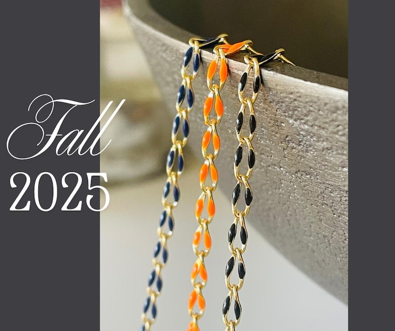 Enamel Rolo Chain by the Foot – 18k Gold, Fall Colors - Etsy Canada