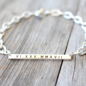 Skinny Bar Bracelet Engraved , Custom Name Plate Bracelet , Gift for Her , 925 Sterling Silver Jewelry image 6