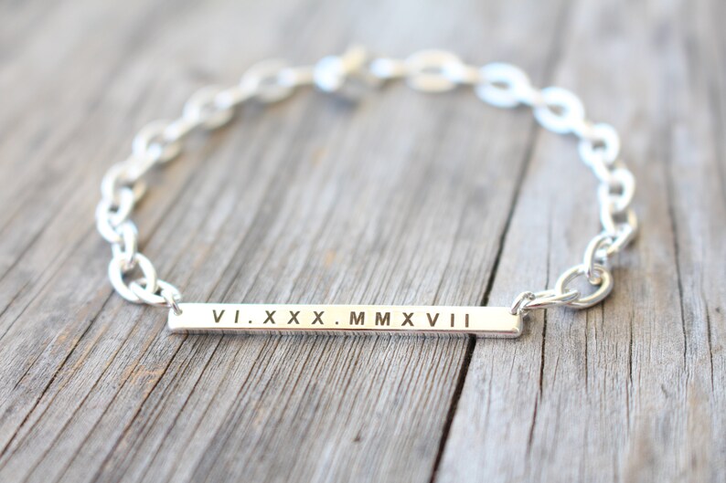 Skinny Bar Bracelet Engraved , Custom Name Plate Bracelet , Gift for Her , 925 Sterling Silver Jewelry image 6