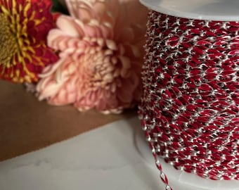 Burgundy Red Enamel Chain – 18k Gold Plated Silver, DIY Jewelry Making