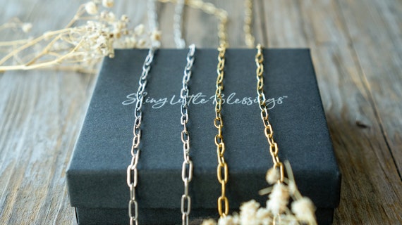 Dainty Paperclip Chain – Waterproof Hypoallergenic Stainless Steel 3.3  x 7.8mm - Jewelry Making