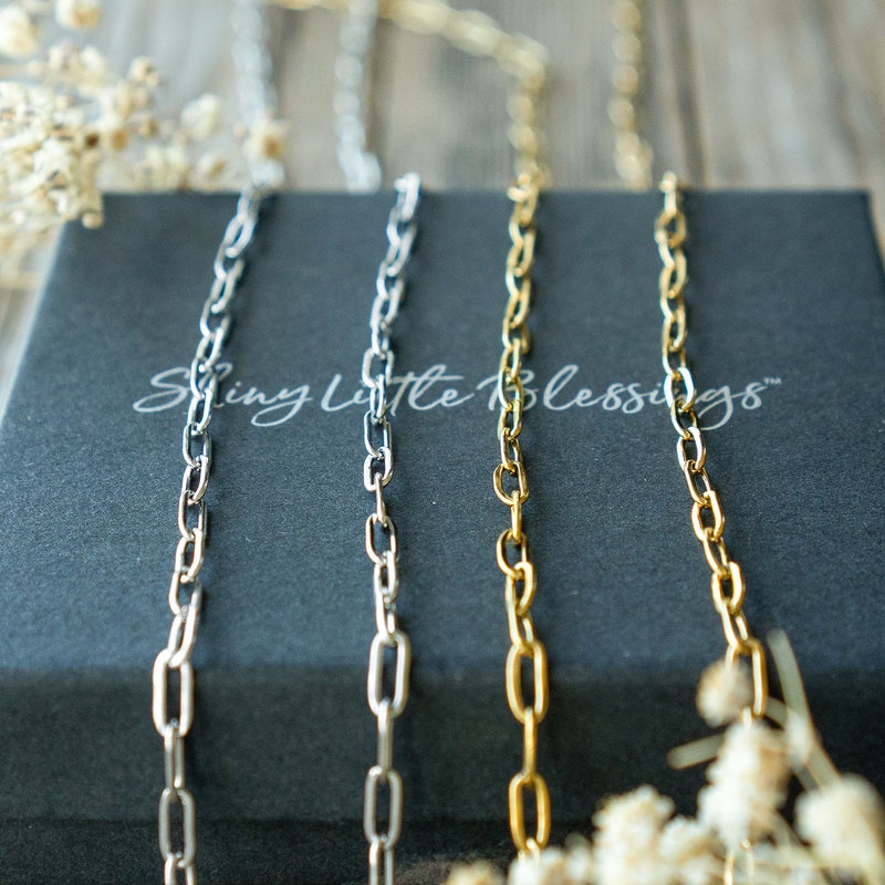 Gold squares necklace long non tarnish