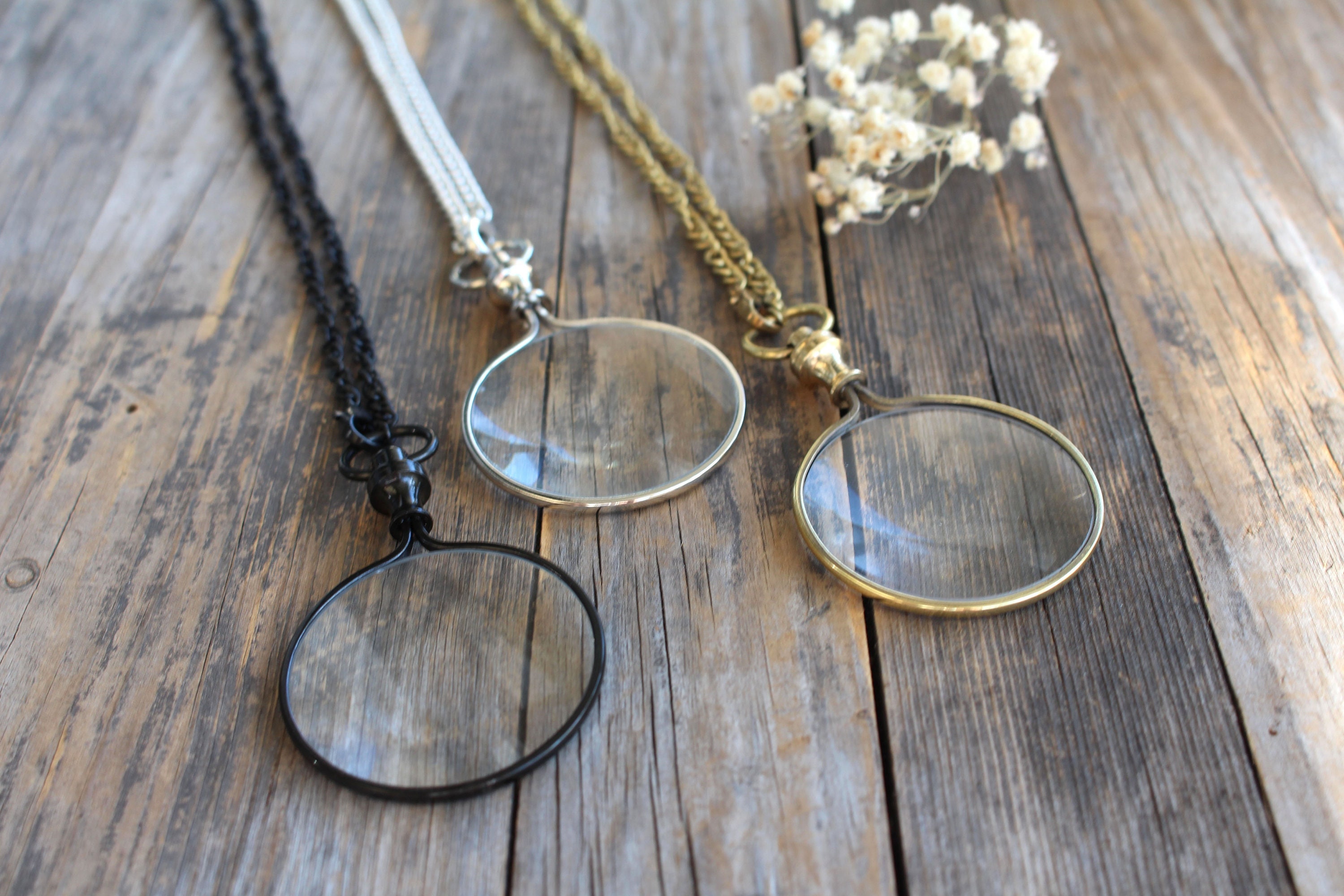 Loupe Necklace, Magnifying Glass, Magnifying Necklace, Hipster