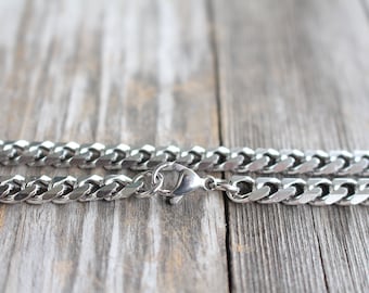 Non-Tarnish Curb Chain Cuban Necklace for Men - Waterproof Hypoallergenic - Stainless Steel - 7 mm , 18 20 22 24 26 28 30 inches