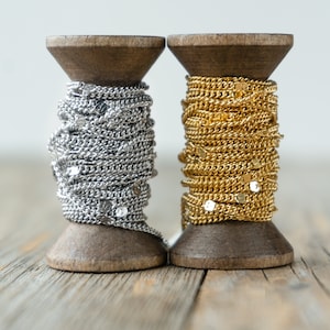 Silver Gold Sequins Chains - No Tarnish 18K Gold and Stainless Steel Wholesale Bulk Chain for Permanent Jewelry Making