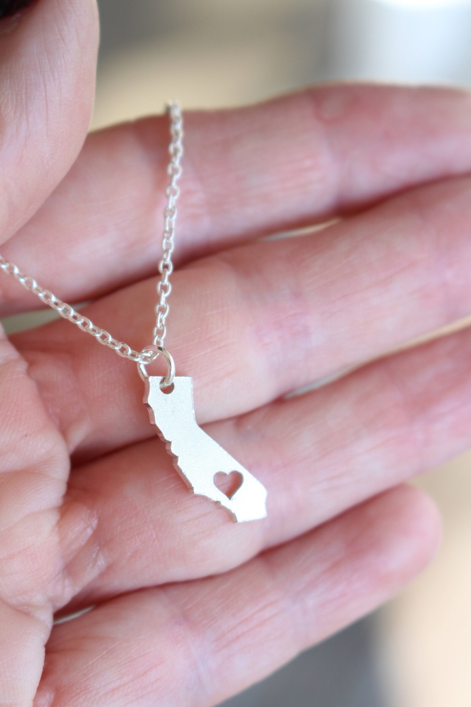 California Necklace 925 Sterling Silver California State Etsy