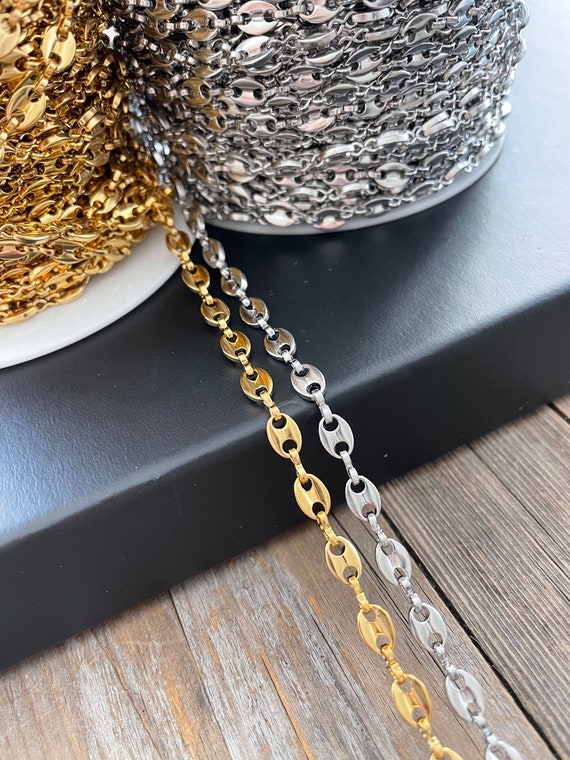 Wholesale 18K Gold Plated Chains Gold Color Plated Stainless Steel Necklace  Chain for Jewelry Making DIY Necklaces Bracelet