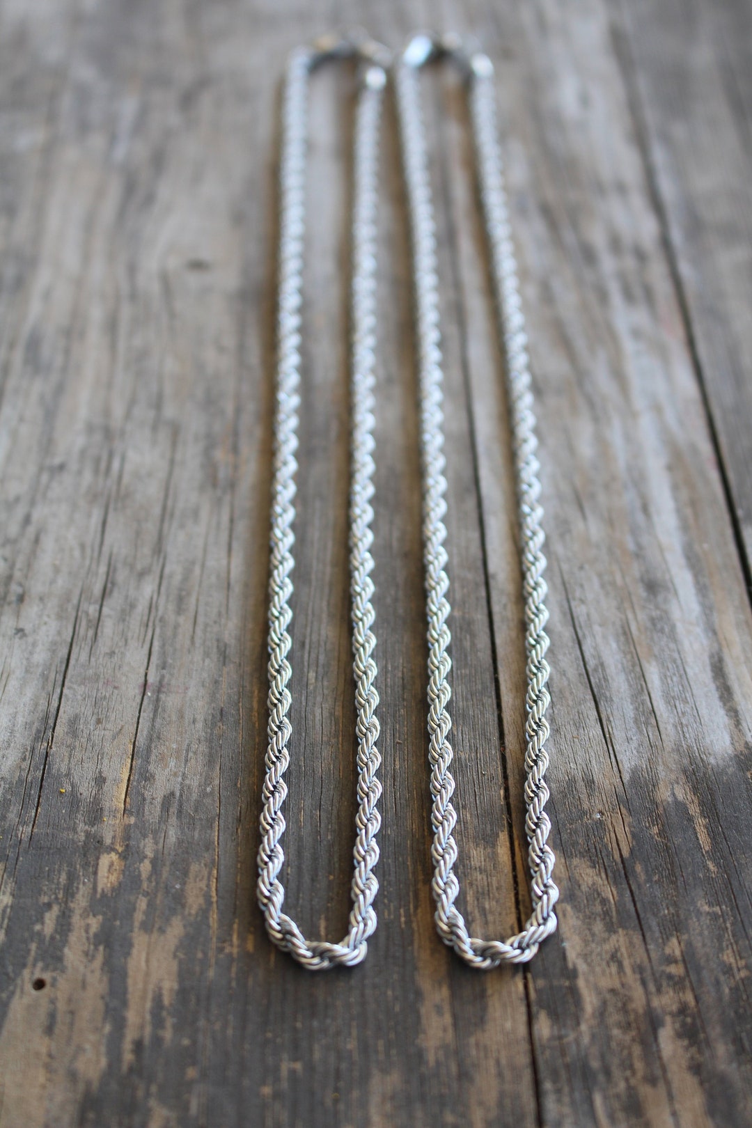 Silver Rope Chain Necklaces - Stainless Steel Tarnish Free Waterproof ...