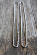 Silver Rope Chain Necklaces - Stainless Steel Tarnish Free Waterproof Hypoallergenic Jewelry- 2mm 4mm