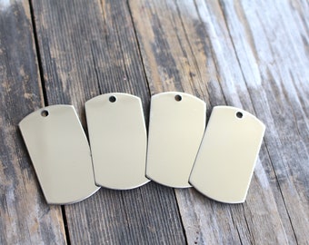 10 Dog Tags Stainless Steel Blanks Wholesale 1 1/2 x 7/8 inch Military Tags 10 25 50 Units