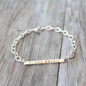 Skinny Bar Bracelet Engraved , Custom Name Plate Bracelet , Gift for Her , 925 Sterling Silver Jewelry image 3