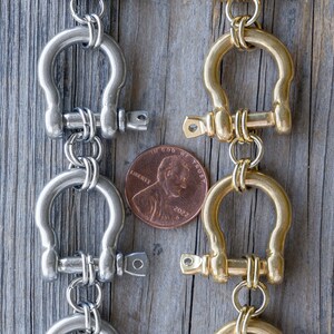 Retro Modernist Stainless Steel carabiner bracelet in silver and gold, custom length. All horse shoe bracelet, personalized length. Punk rock jewelry, statement piece for those who dare to be different.