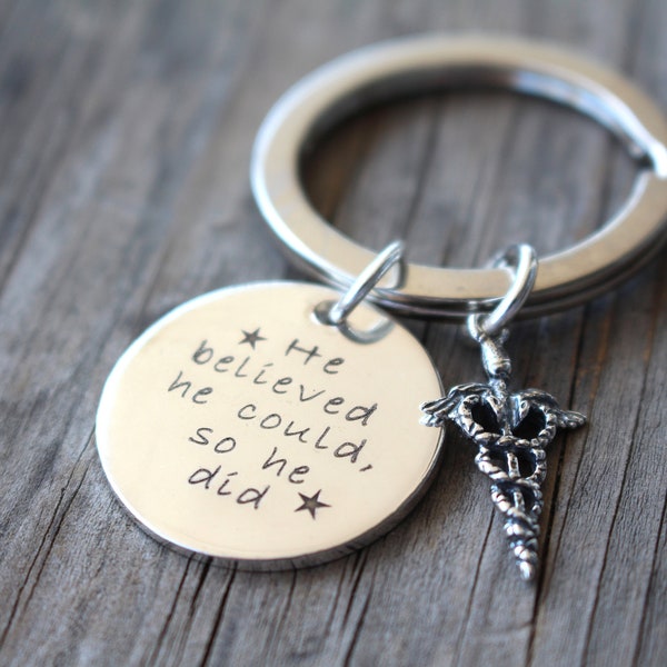 White Coat Ceremony Gift, Medical Student Graduation Gift Idea for Him or Her, MD Key Ring Personalized Engraved Custom