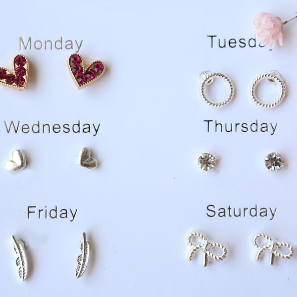 Stud Earring Sets of 6 - Everyday Jewelry Gift for Mom - Starter Earring Set - Studs Cute Earrings for Her Girlfriend Wife Daughter