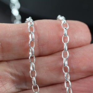 Silver Chain Bulk , Oval Cable Chain for Him , Oval Rolo Chain 4x2.9 mm 925 Sterling Silver Wholesale, Permanent Jewelry image 4