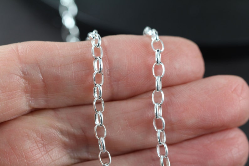 Silver Chain Bulk , Oval Cable Chain for Him , Oval Rolo Chain 4x2.9 mm 925 Sterling Silver Wholesale, Permanent Jewelry image 4