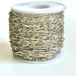 sterling silver dapped bar and link round 925 silver bulk wholesale chain for jewelry making. Perfect for permanent jewelry, diy making.  Dainty, classic, boho, talum party jewelry sexy, rich luxurious