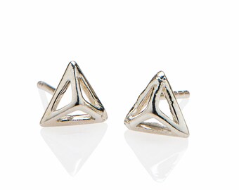 Pyramid Stud Earrings , Geometric Earrings , Triangle Stud Earrings , 925 Sterling Silver Jewelry - Sample Sale