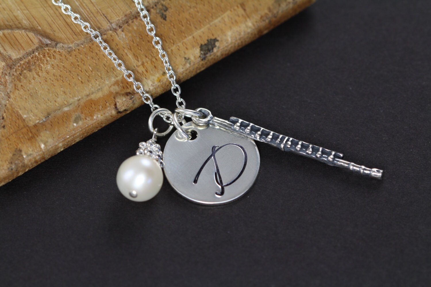 Flute Necklace Personalized flute Jewelry 925 Sterling Etsy