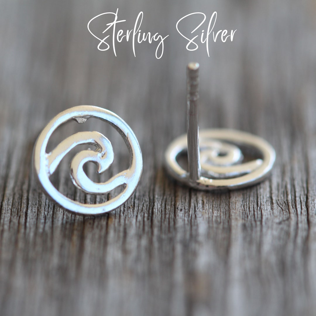 Wave Earrings Stud Pura Vida Earrings 925 Sterling Silver Wave Studs Earrings Etsy