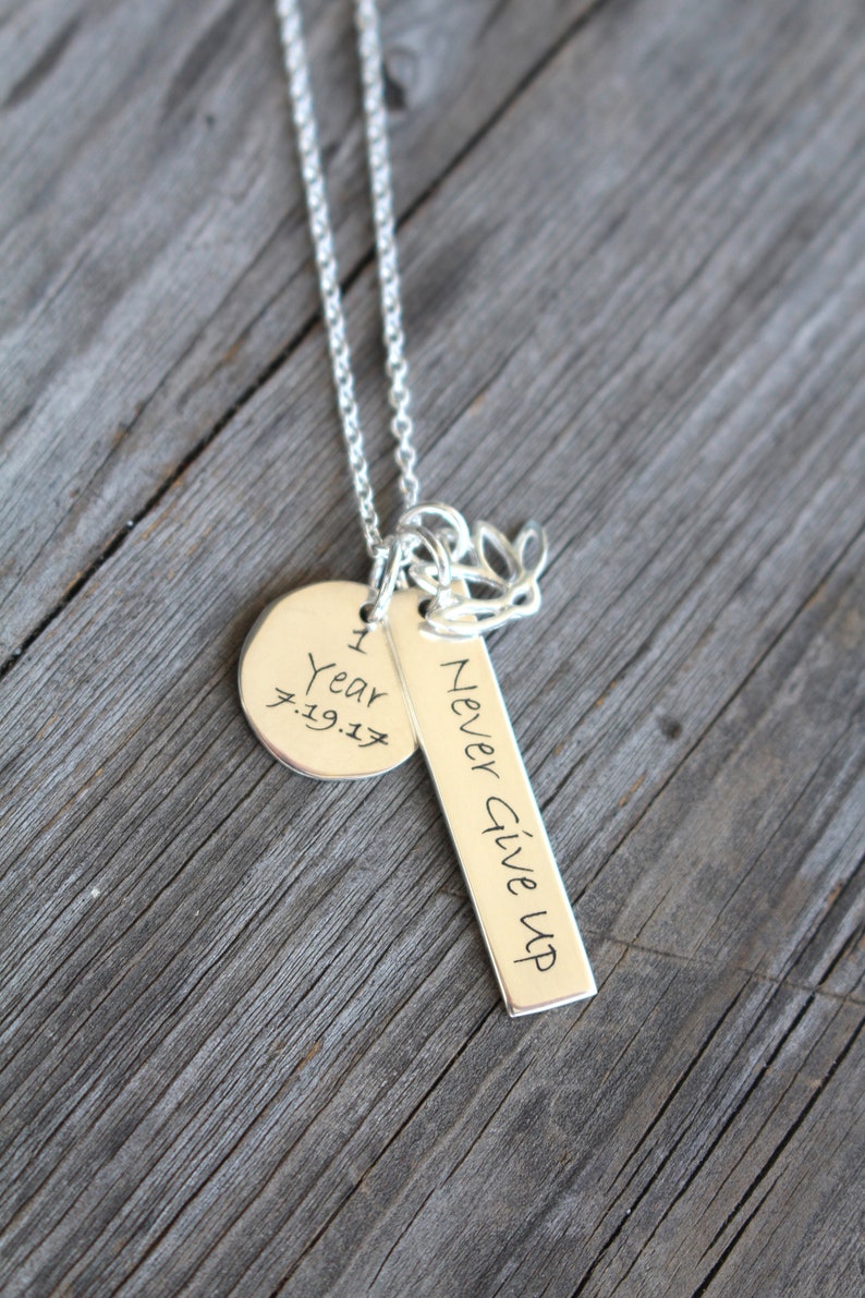 Personalized Sobriety Jewelry Anniversary Gift Addiction Recovery Necklace Personalized Custom Engraved Recovery Gifts Addiction Recovery image 1