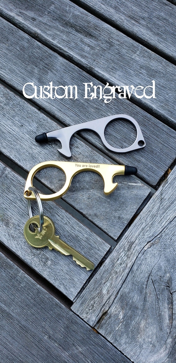 No Touch Door Opener Keychain Custom Engraved No Touch Tool Etsy