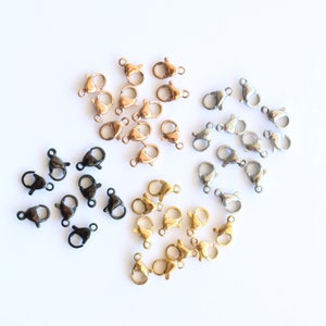 Lobster Closures Clasps 18k Gold , 25 closures Rose Gold , Black over Stainless Steel Various Sizes and Quantities image 4