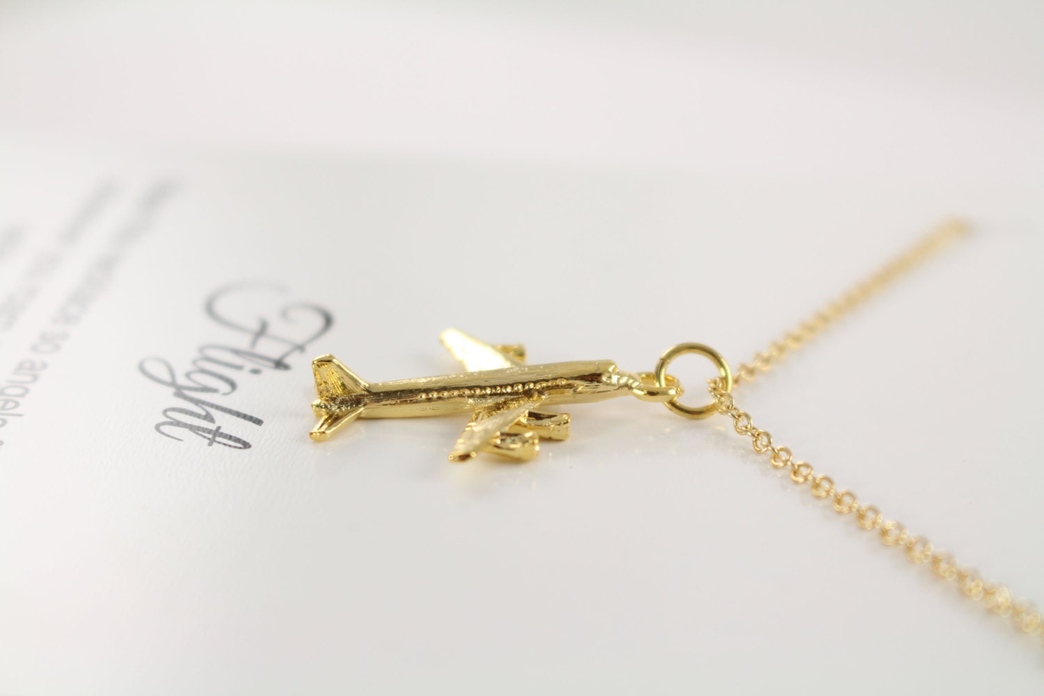 Airplane Necklace Gold Jewelry for Pilot Flight Attendant 