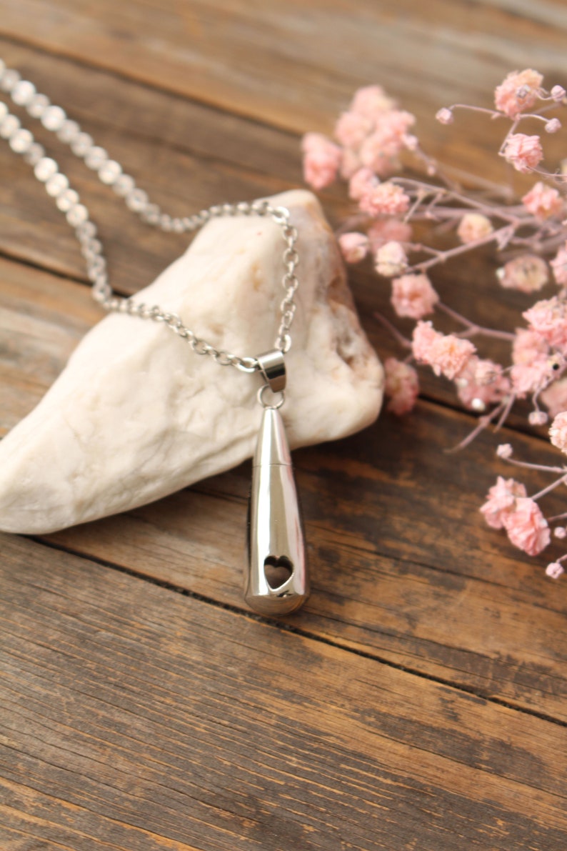 Personalized Teardrop Cremation Urn Necklace Custom Engraved Jewelry for Human or Pet Ashes Memorial Jewelry Sympathy Gift image 7