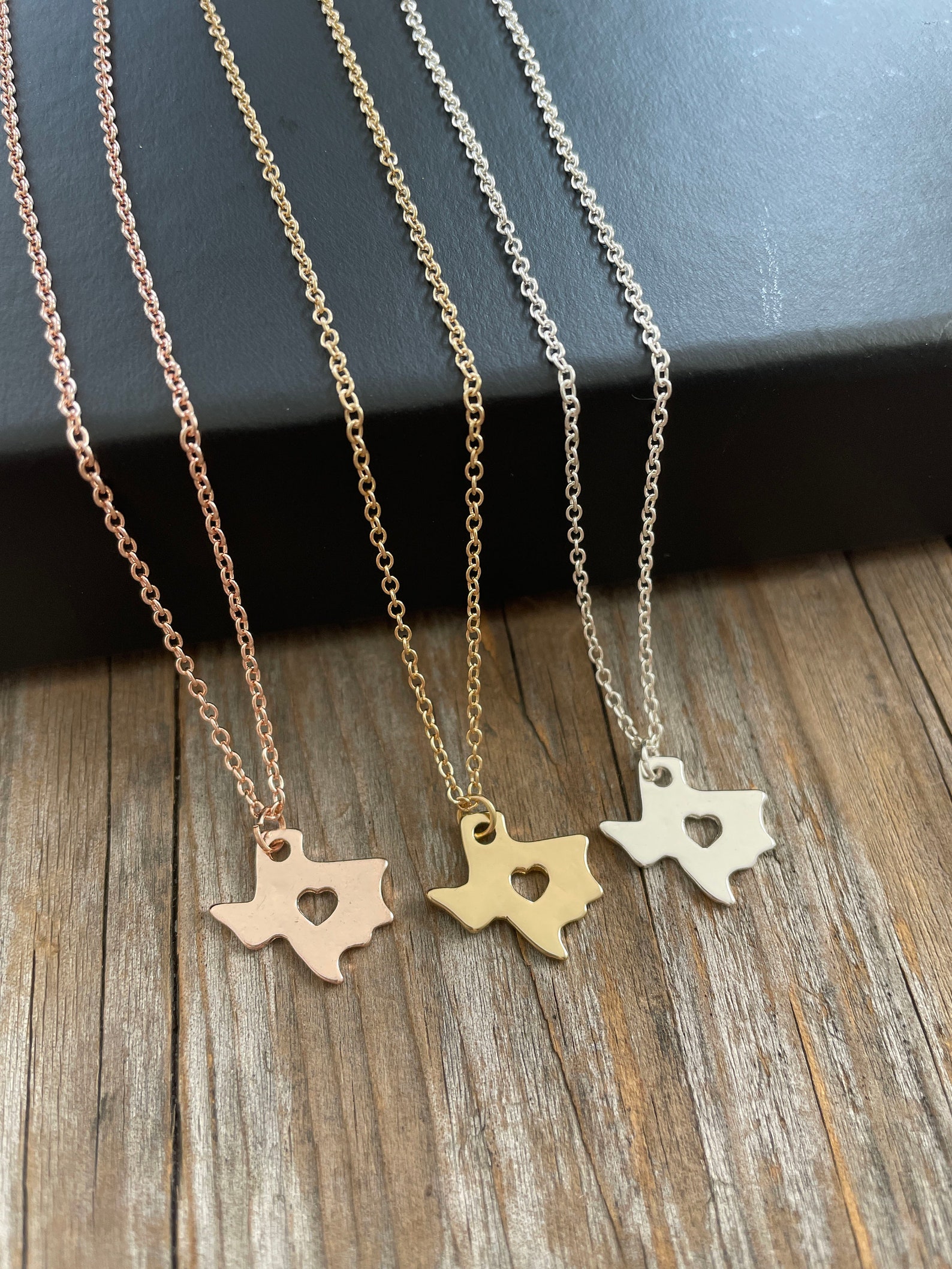Texas Necklace Silver Gold Rose Gold State Charm Necklaces Etsy
