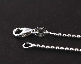 5 Sterling Silver Ball Chain Necklaces 1.5mm Bulk 50% off, Bead Chain Necklaces with Lobster Closure , 16 18 20 22 24 inches