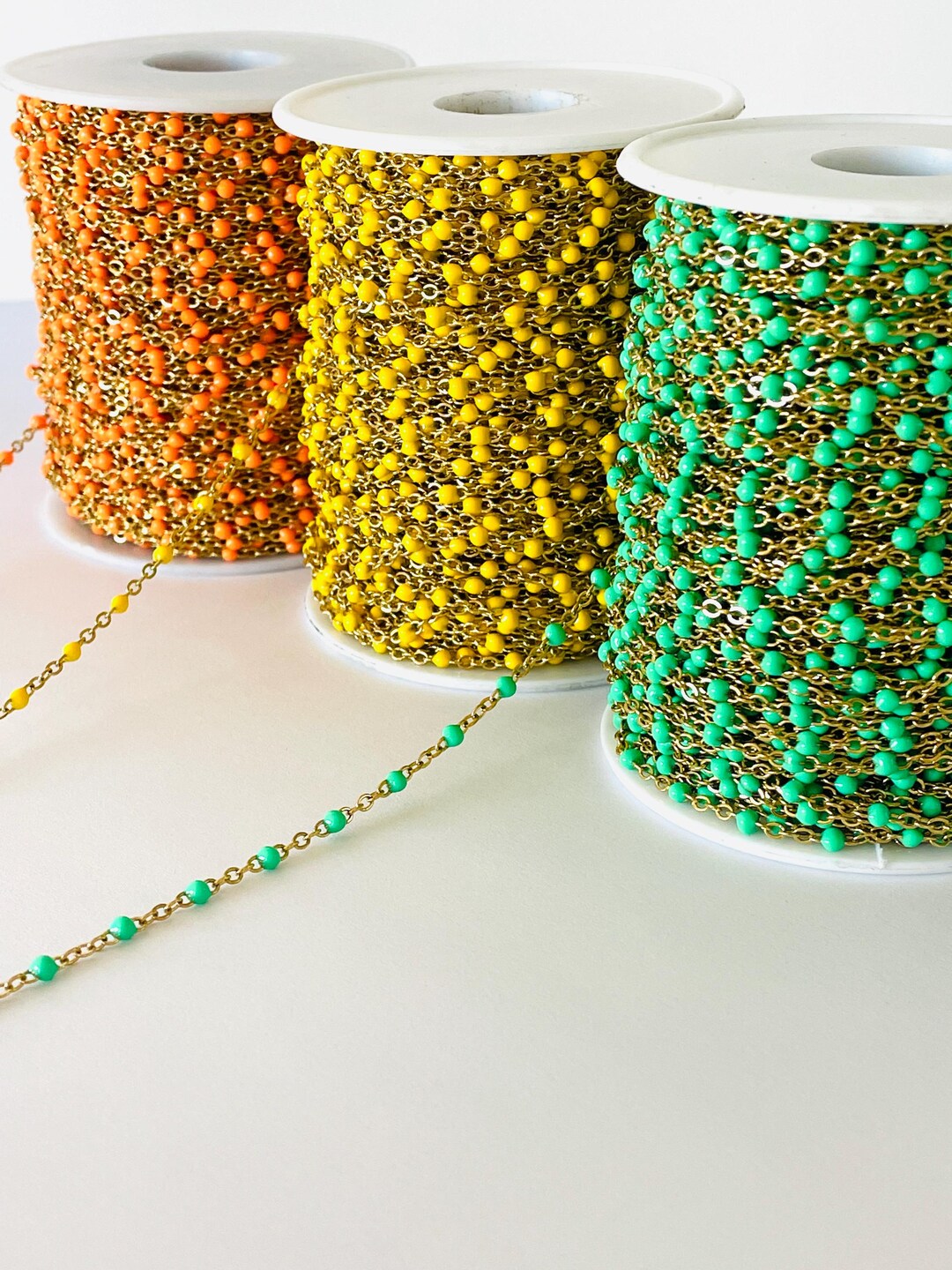 Enamel Ball Chains Fall Colors - Satellite Bead Cable Chain 18k Gold ...