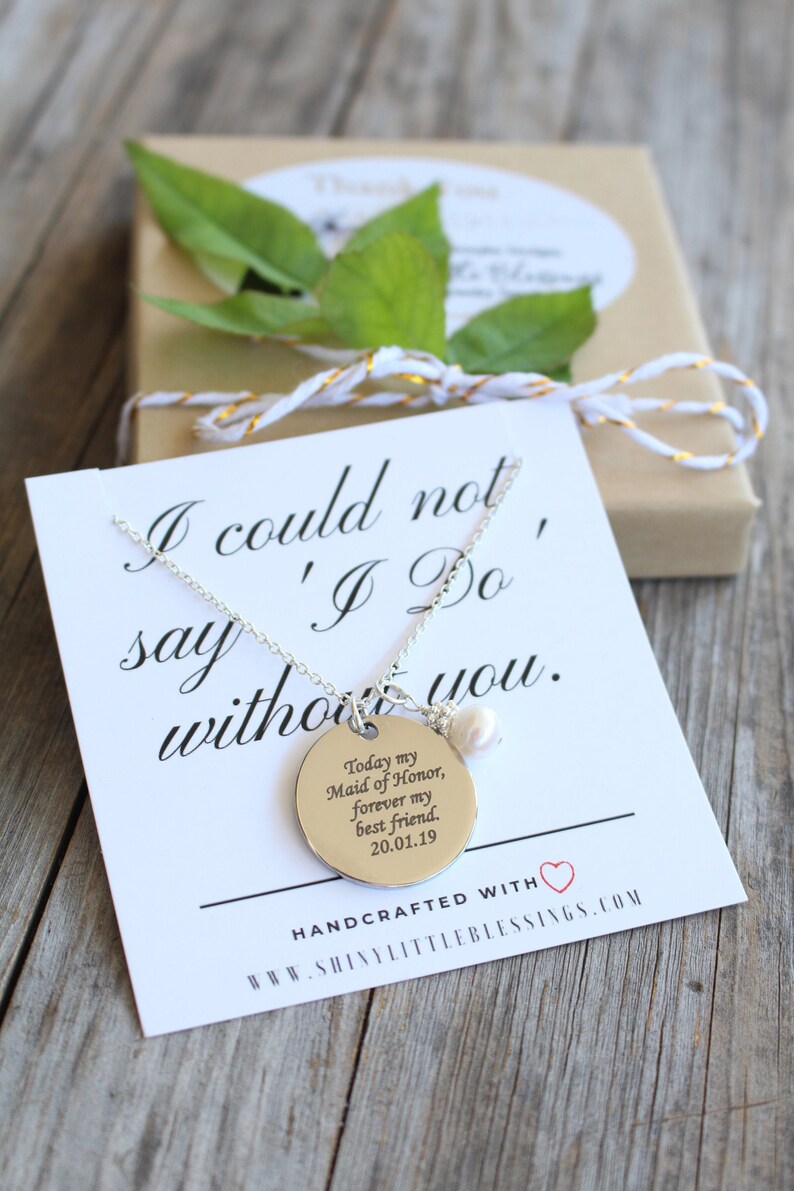 Maid of Honor Gift Personalized Necklace Engraved Wedding ...