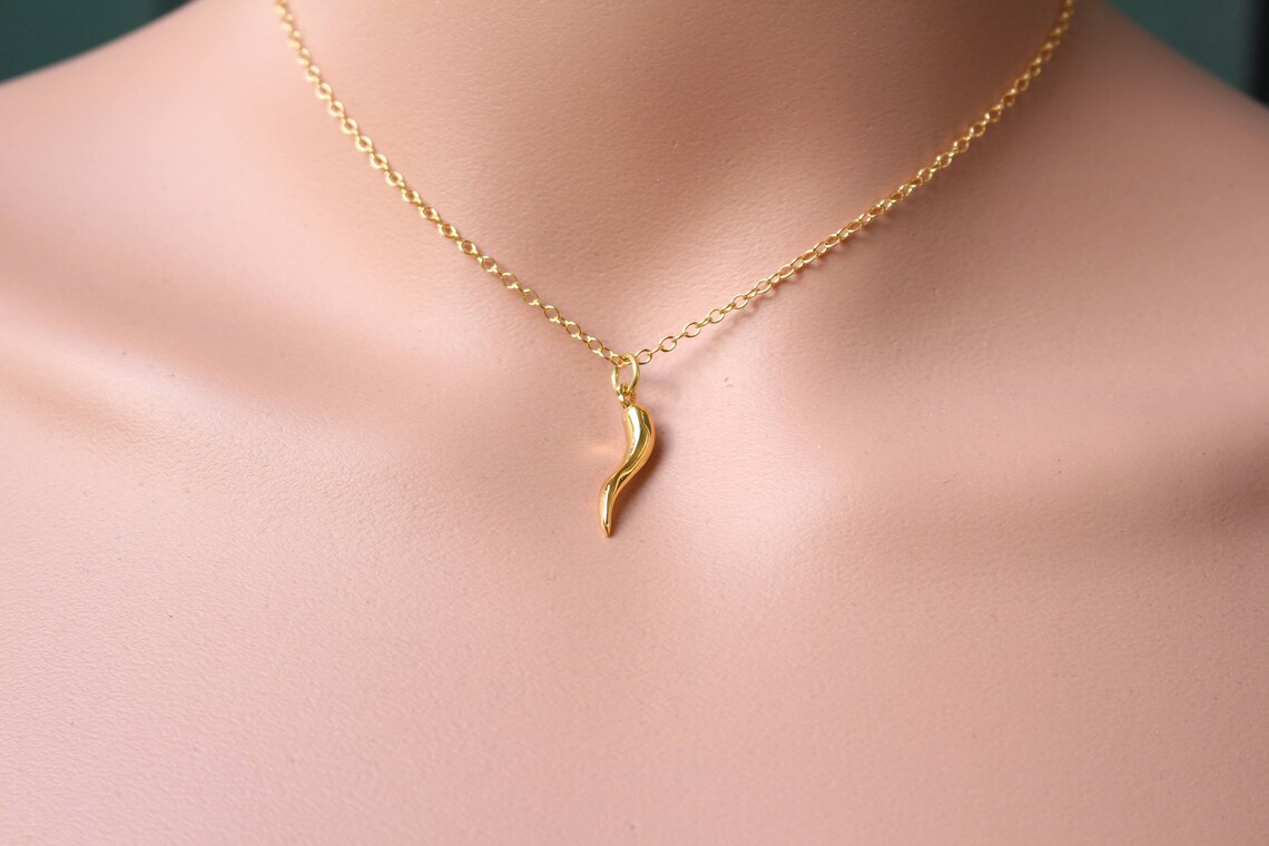 Italian Horn Necklace Gold for Women Bridesmaid Jewelry Etsy