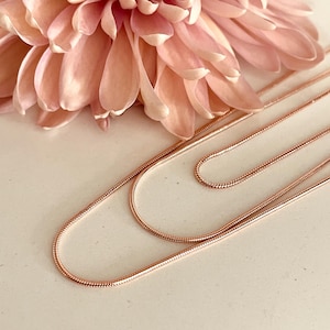 14K Rose Gold Snake Chain - Birthday Gift Necklace for Women 1mm 16 18 20 inches - Elegant and Dainty Minimalist Jewelry - No Tarnish
