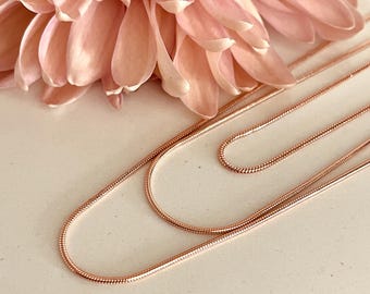 Rose Gold Finished Snake Chain - Birthday Gift Necklace for Women 1mm 16 18 20 inches - Elegant Dainty Minimalist Jewelry - No Tarnish