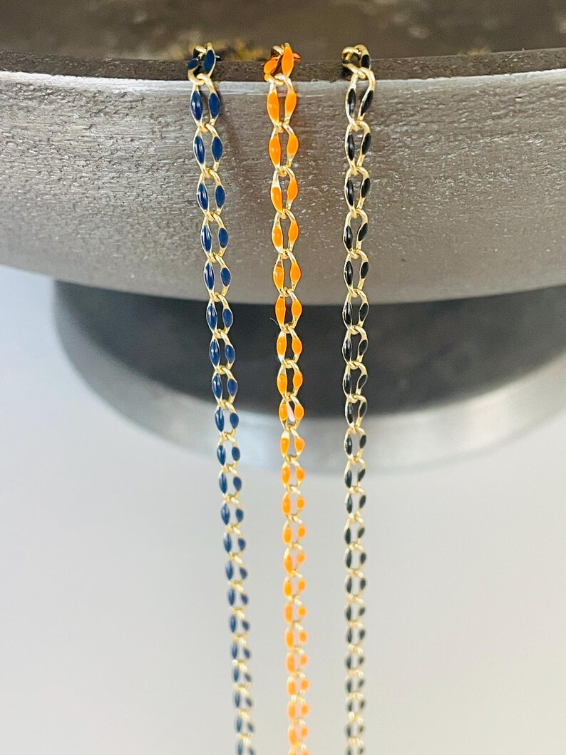 Enamel Rolo Chain by the Foot – 18k Gold, Fall Colors - Etsy Canada