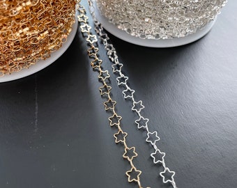 Star Chains - DIY Jewelry Making Supplies - Gold Silver Star Link Chains Wholesale Bulk Chain
