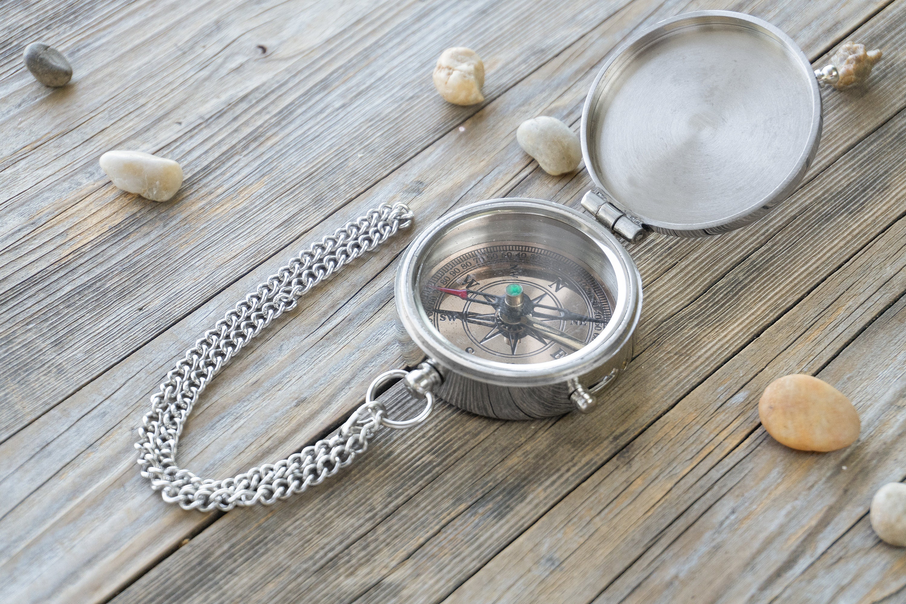 Silver Engravable Compass Personalized Engraved Compass: Gold, Silver, Antique Bronze and Dark ...