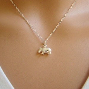 Hippo Necklace Hippo Charm 925 Sterling Silver Hippopotamus Pendant Hippopotamus Necklace image 2