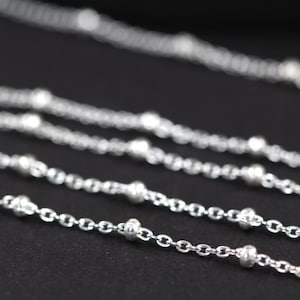 925 Sterling Silver Satellite Chain by the Foot - Permanent Jewelry - Necklace Bulk Chain - Sterling Silver Bead Chain - Wholesale Chain