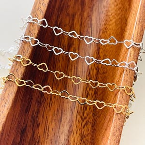 Heart Chains - DIY Jewelry Making Supplies - 925 Sterling Silver - 18k Gold Filled - Permanent Jewelry Making - Wholesale Bulk Chain