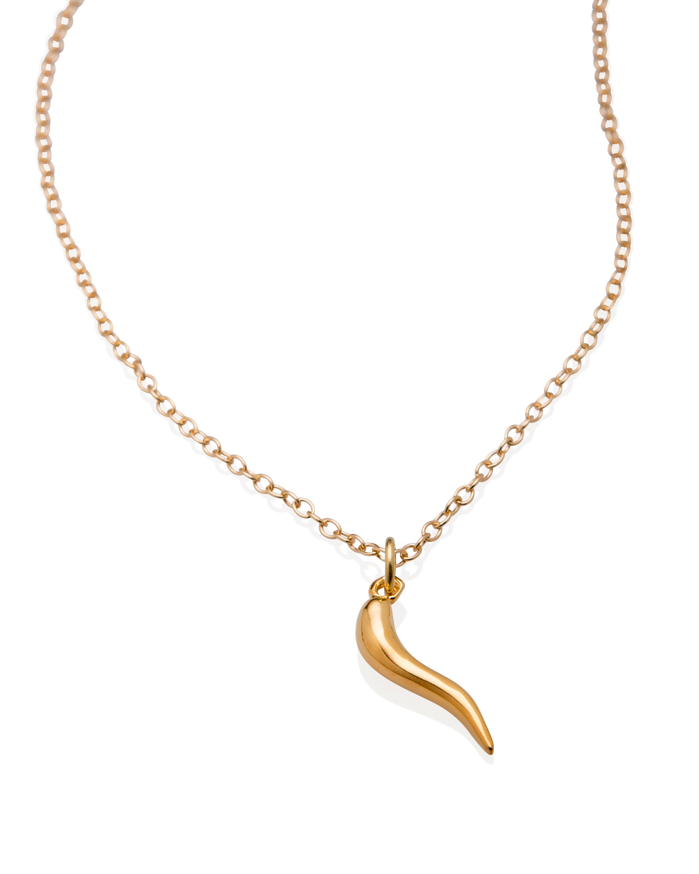 Italian Horn Necklace Gold for Women 