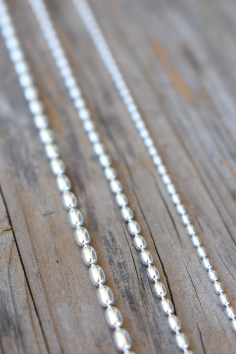 Silver Oval Bead Necklace 925 Sterling Silver Necklaces Etsy