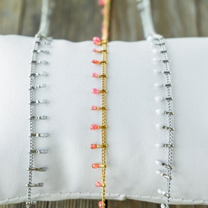 Silber Emaille Ketten Silber 18k Gold - Groß-Schmuck Kette am Fuß - Permanent Schmuck zierliche Kette - Emaille Tropfkette