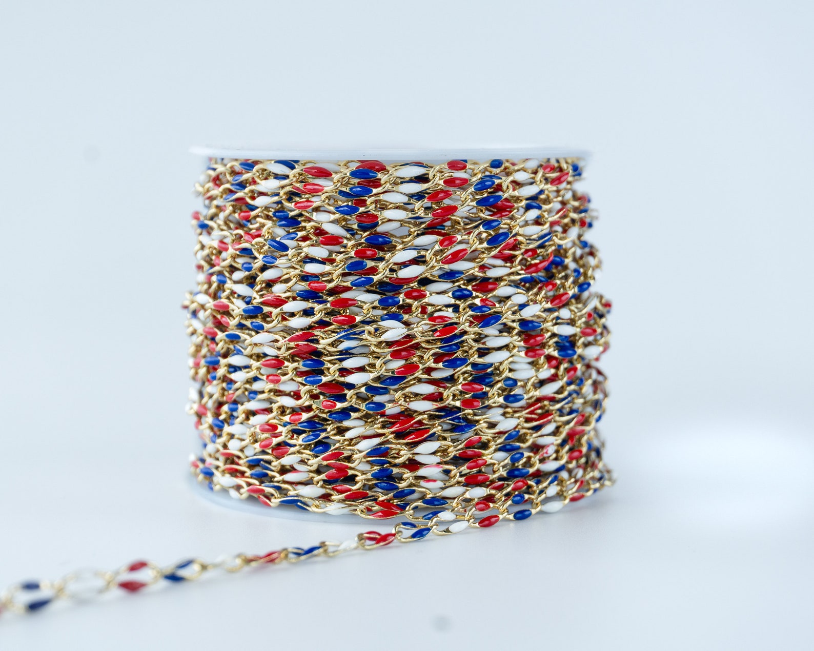 Multi-color Enamel Chains on Spool by the Foot - 18k Gold, Navy, Black ...